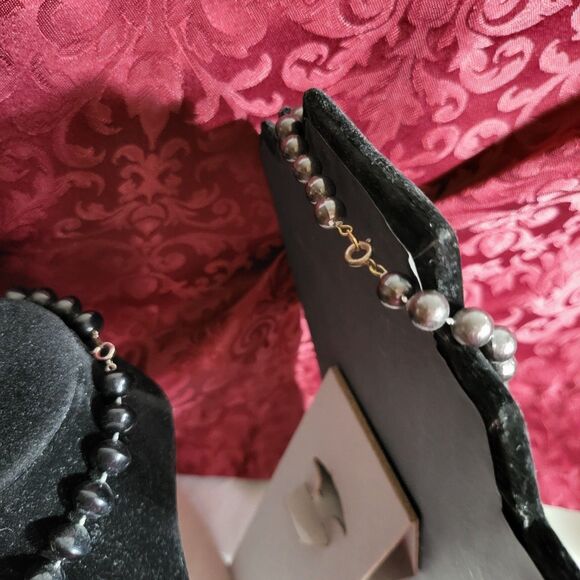 2 Black Bead Necklaces Costume Jewelry Lot - Picture 2 of 2